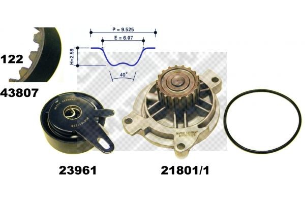 41405 MAPCO Water Pump & Timing Belt Kit 